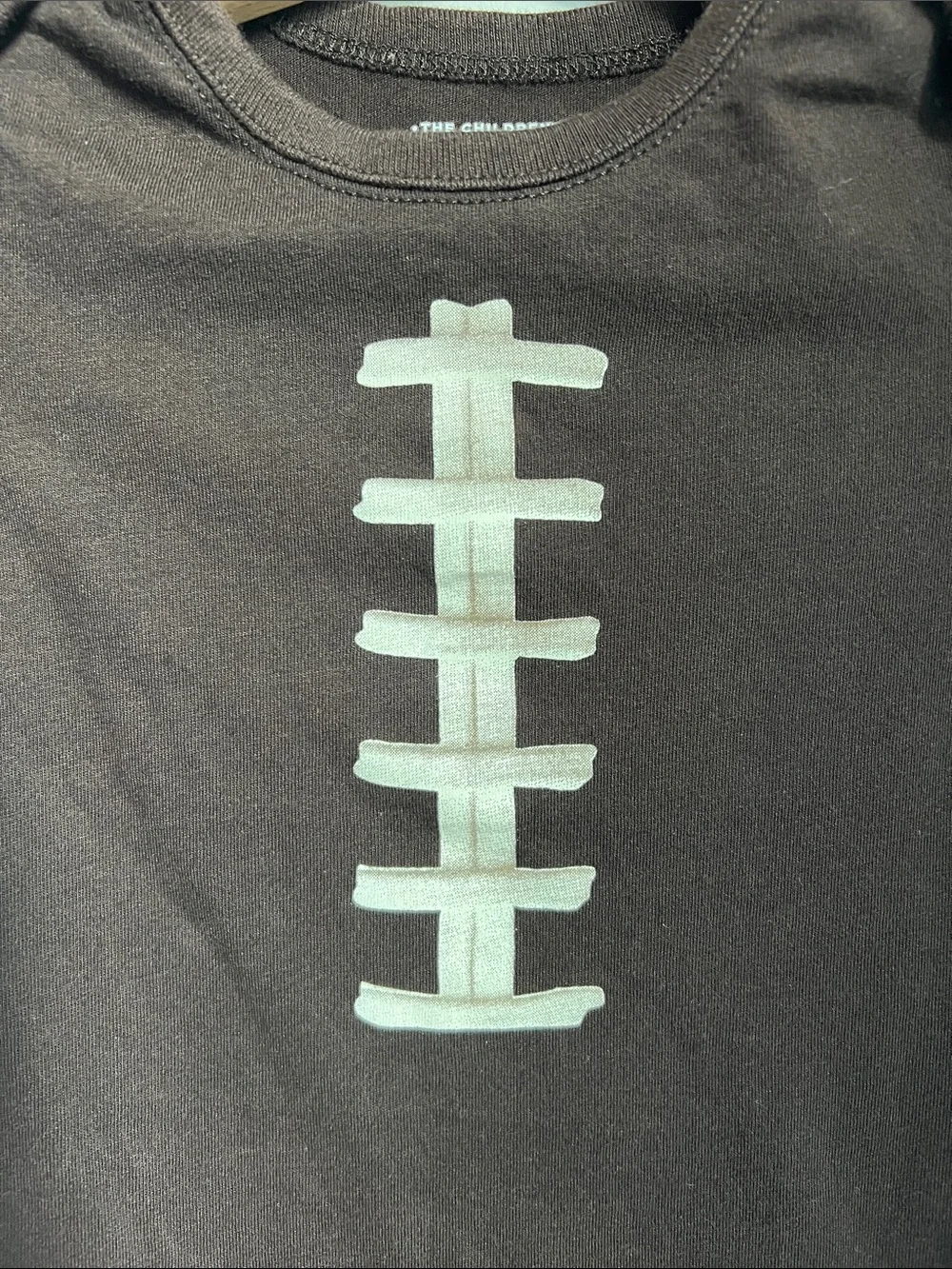 The Children's Place | Dark Brown Bodysuit Cream Football Lace Graphic Sz 12-18M
